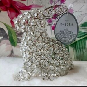 Beaded Crystal Rhinestone Gem Luxe Sitting Easter Bunny Rabbit Egg Decor Figure
